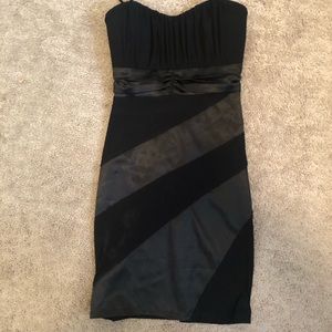 Black spaghetti strap body con dress